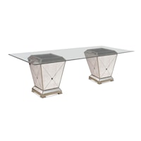 Borghese Double Pedestal Dining Table with Rectangular Glass Top