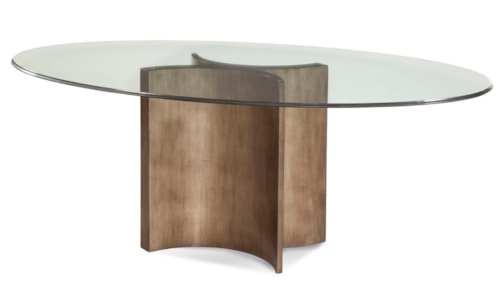 Transitional Pedestal Dining Table with Glass Top