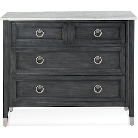 Contemporary 4-Drawer Hall Chest with Marble Top