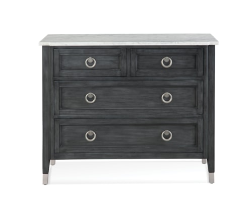 Contemporary 4-Drawer Hall Chest with Marble Top