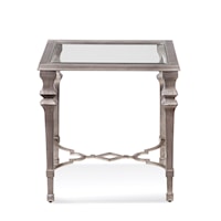 Transitional End Table with Glass Top