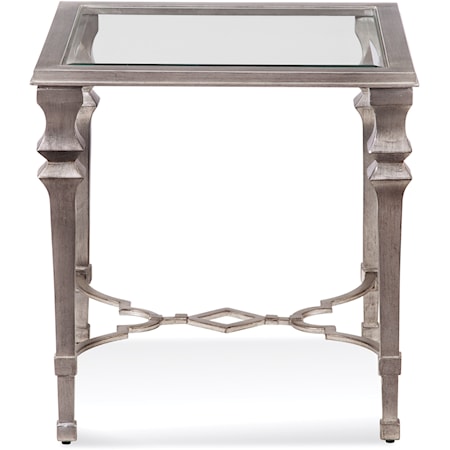 Transitional End Table with Glass Top