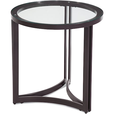 Transitional End Table with Glass Top