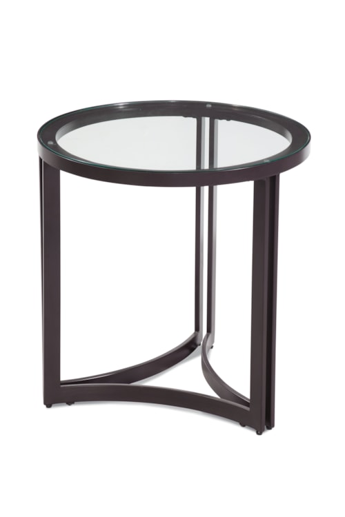 Transitional End Table with Glass Top
