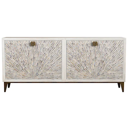 Modern Global 4-Door Server Cabinet with Sunburst Pattern