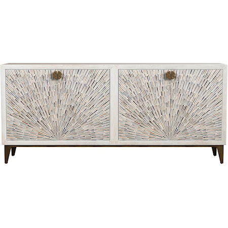 Modern Global 4-Door Server Cabinet with Sunburst Pattern