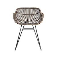 Global Rattan Dining Chair with Metal Legs
