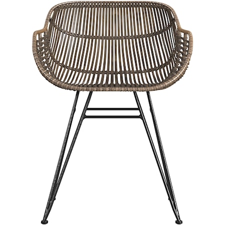 Global Rattan Dining Chair with Metal Legs