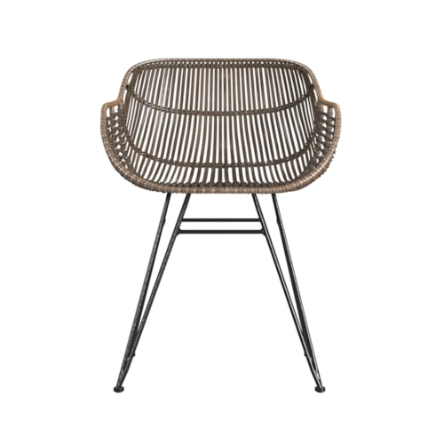 Global Rattan Dining Chair with Metal Legs