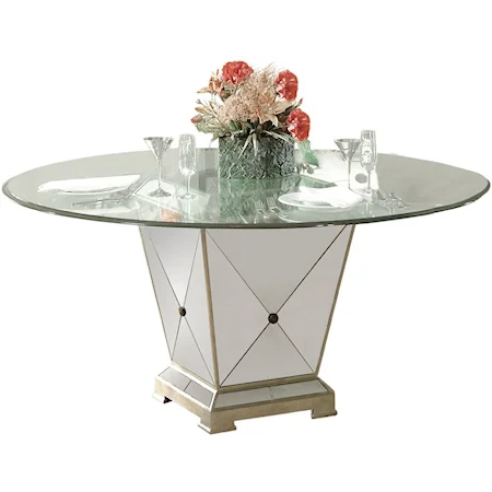 Dining Table with 60" Glass Round Top