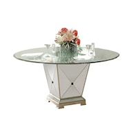 Borghese Single Pedestal Dining Table with 60" Glass Round Top