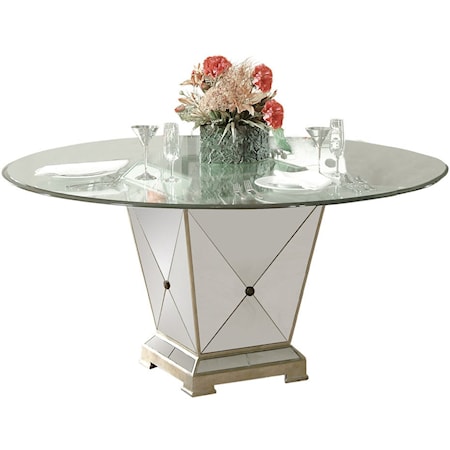 Borghese Single Pedestal Dining Table with 60" Glass Round Top