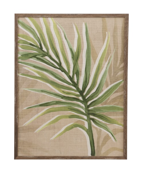 Burlap Palm Frond II Framed Print