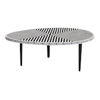 Contemporary Coffee Table with Linear Pattern Top