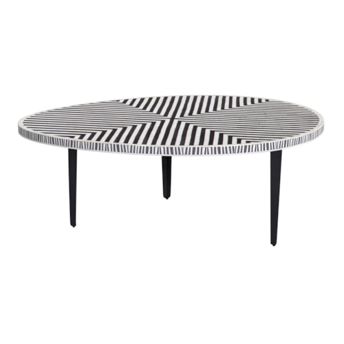 Contemporary Coffee Table with Linear Pattern Top