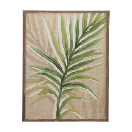 Burlap Palm Frond I Framed Print