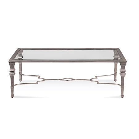 Transitional Cocktail Table with Glass Top
