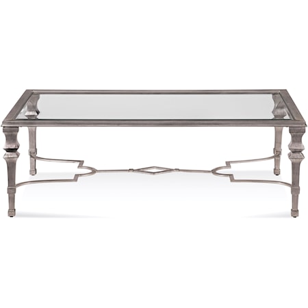 Transitional Cocktail Table with Glass Top