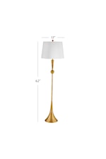 Bassett Mirror Floor Lamps Transitional Gold Floor Lamp with White Shade
