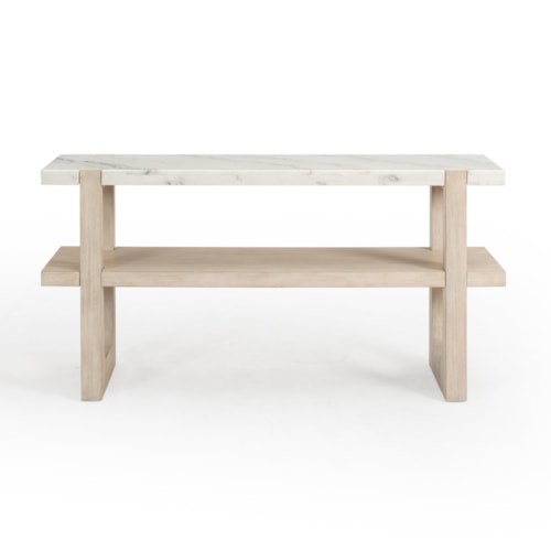 Coastal Console Table with Marble Top