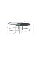 Bassett Mirror Hensley Contemporary Bunching Cocktail Table with Marble and Glass Tops