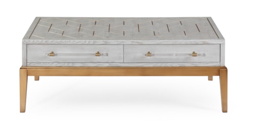Perrine Wood Rectangular Cocktail Table in Soft Graphite Gray