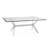 Contemporary Rectangular Dining Table with Glass Top