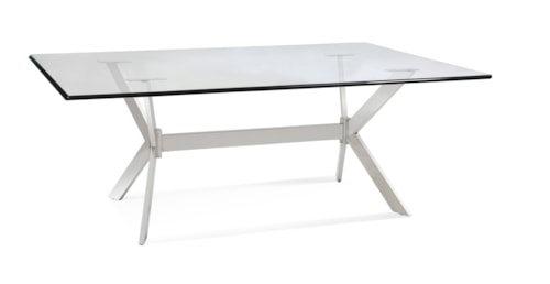 Contemporary Rectangular Dining Table with Glass Top