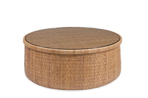 Traditional Round Woven Cocktail Table