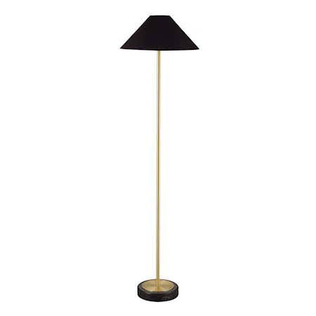 Transitional Gold Floor Lamp with Black Shade
