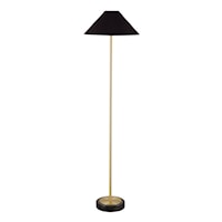 Transitional Gold Floor Lamp with Black Shade