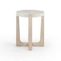 Coastal End Table with Marble Top