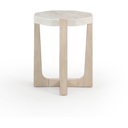 Coastal End Table with Marble Top