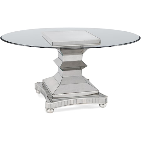 Contemporary Pedestal Dining Table with Glass Top