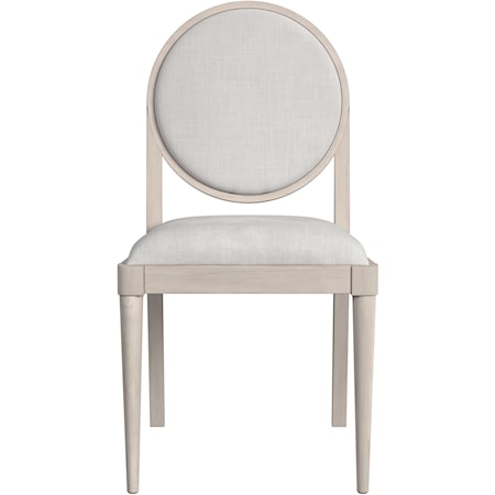 Contemporary Upholstered Side Chair with Circle Back