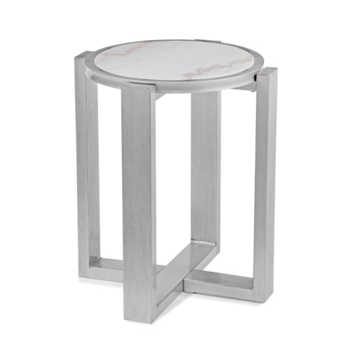 Contemporary Round Accent Table with Marble Top