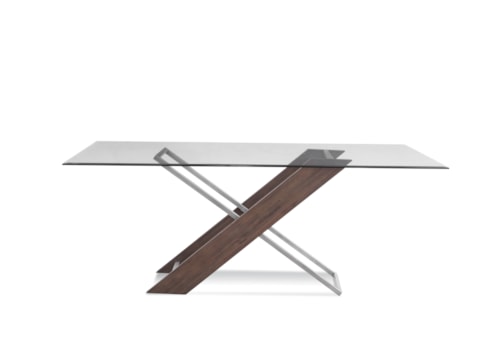 Contemporary Rectangular Dining Table with Glass Top
