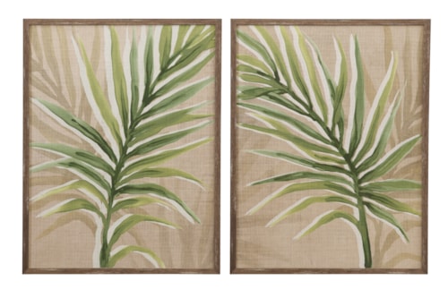 Burlap Palm Frond Framed Print S/2