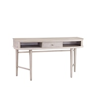 Modern Coastal Writing Desk with Center Drawer and Open Storage