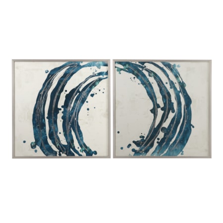 Embellished Blue Circle Framed Print S/2