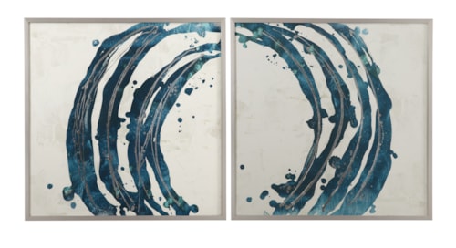Embellished Blue Circle Framed Print S/2