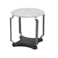 Transitional Round End Table with Marble Top