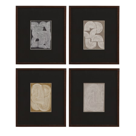 Neutral Strokes Framed Print S/4