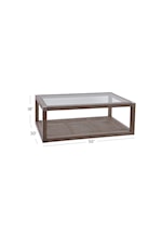 Bassett Mirror Calum Coastal Farmhouse Glass-Top End Table with Open Display Shelf