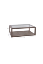 Bassett Mirror Calum Coastal Farmhouse Glass-Top Cocktail Table