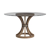 Contemporary Round Dining Table with Wood Pedestal Base