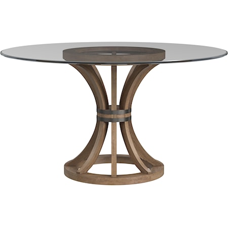 Contemporary Round Dining Table with Wood Pedestal Base