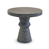 Contemporary Round End Table with Speckled Concrete Finish