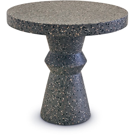 Contemporary Round End Table with Speckled Concrete Finish
