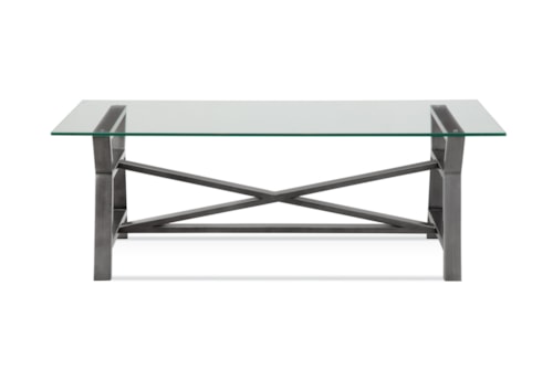 Transitional Cocktail Table with Glass Top